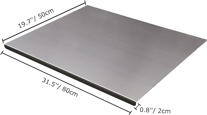 Stainless Steel Cutting Board with Counter Lip, Extra Large Chopping Board for Kitchen,Metal Cutting Board for Veggies,Meat,Fruits,Bread and Baking (80 x 50cm/31.5 x 19.7 inch)