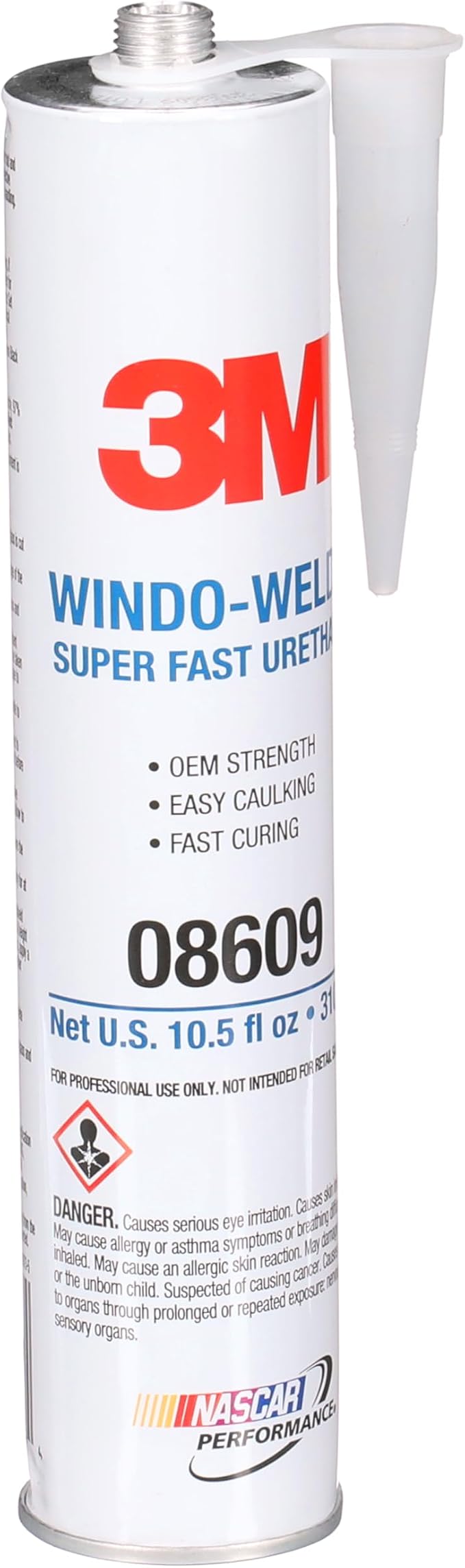 3M Window-Weld Urethane Windshield Adhesive, 08609, 10.5 fl oz Cartridge, Black | High-Strength Fast-Curing One-Part Auto Glass Sealant