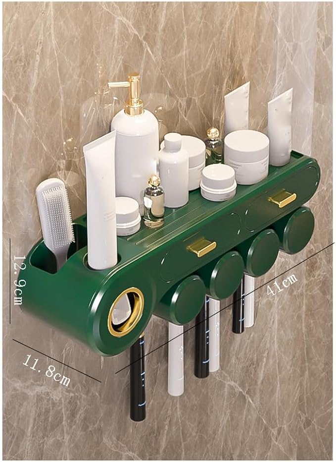 Toothbrush Rack Toothbrush Rack Rack Cup Tooth Cup Brushing Rack Free Punch Wash Table Wall Hanging Family Mouthwash Cup Toothpaste Bathroom Toothbrush Holder(C)