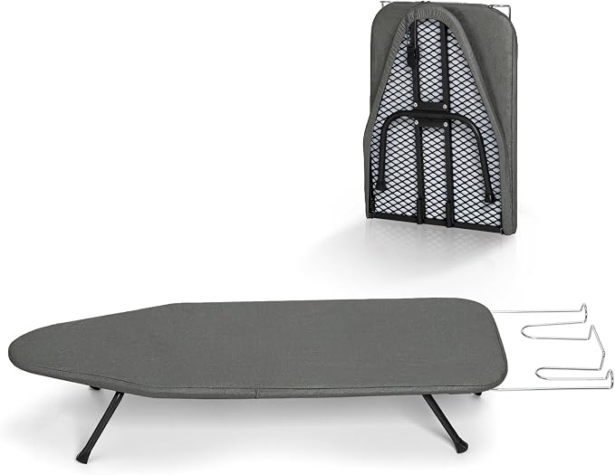 Small Ironing Board Foldable 31"x12" Black | BlissBoard Tabletop Iron Board with Cover and Pad, Metal Frame Mini Countertop Iron Table for Space Saving