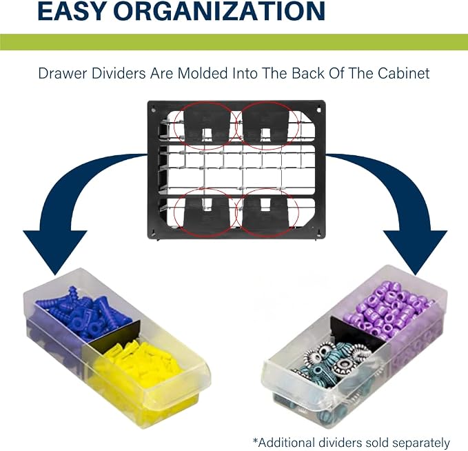 Akro-Mils 64-Drawer Plastic Drawer Storage Cabinet for Garage Organization, Bead Organizer, Building Bricks Storage, Teacher Toolbox, Makeup Organizer, 20-Inch W x 6-Inch D x 16-Inch H, 10164 Yellow