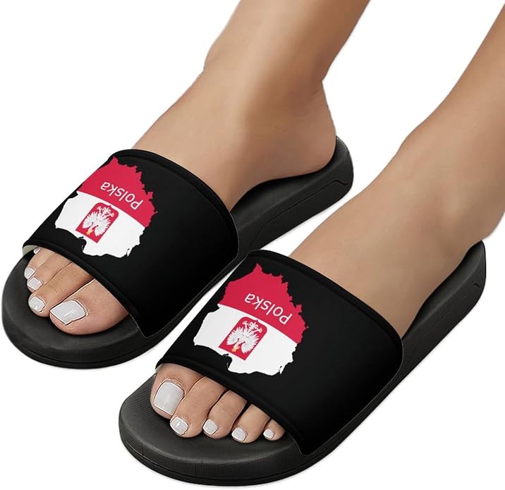 Polska Poland Eagle Flag Polish Slippers House Slides Shower Sandals Shoes | Non Slip Quick Drying Bathroom Indoor