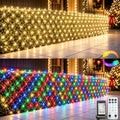 610 LED Net Lights Dual Color Changing, 34.5ft x 5ft Christmas Mesh Lights Clear Wire 11 Modes, Waterproof String Lights for Bushes Xmas Tree Garden Holiday Outdoor Party - Warm White & Multicolor