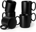 vancasso Porcelain Coffee Mugs Set of 6, 16 Oz Large Black Coffee Cups for Latte, Cappuccino, Tea & Hot Cocoa, Sleek Modern Café Style for Home, Office & Coffee Bar, Microwave & Dishwasher Safe
