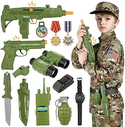 GIFTINBOX Army Costume for Boys, 13PCS Military Boys Halloween Costume