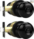 Probrico Black Door Knobs, Privacy Door Knob for Bathroom Bedroom, Interior Door Knob with Thumb Turning Locking Button, 2 Pack