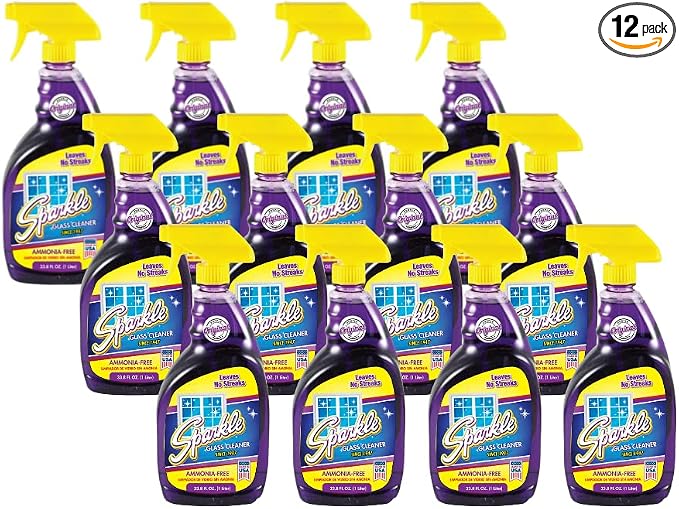 Sparkle Glass Cleaner, Original Purple Formula, 33.8-Ounce Trigger Bottle (Pack of 12)