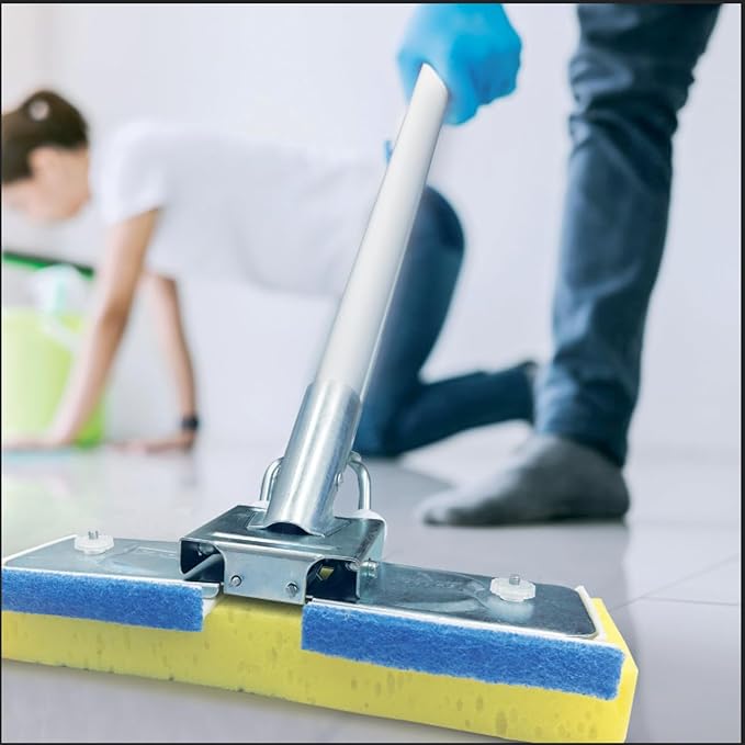LOLA Squeezematic Butterfly Automatic Sponge Mop, 4 Mop Heads - 2 Foam w/ Cellulose Layer & 2 All Foam, 9" Head w/ Scuff Remover