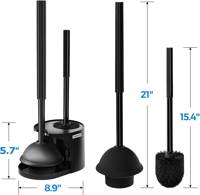 FORASTO 2 in 1 Toilet Plunger and Brush Set,Toilet Bowl Brush Plunger Set,Bathroom Cleaning Tools,Groove Gap Brush,Toilet Brush Plunger Combo,Cleaning Brush,Bathroom Cleaning Supplies
