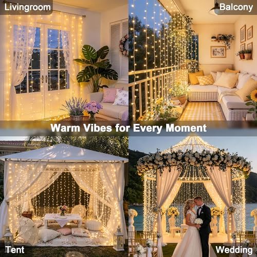 JMEXSUSS 900 LED Curtain Lights, Outdoor String Lights Indoor, 9.5x29.5ft