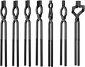 7PCS Blacksmith Tools Set - Flat Jaw & V-Bit Tongs 3/8" 1/2" 5/8" V-Bolt, Z V-Bit, A3 Steel Rivets,Assembled Forging Kit for Metalworking