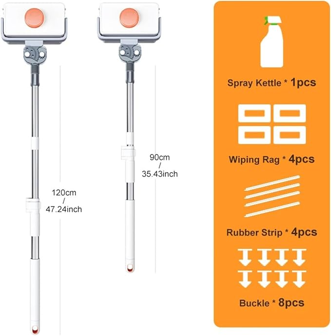 window cleaner tool, Magnetic Home Window Cleaner Brush Double With Telescopic Rod Super For Glass Cleaning Tools,for indoor outdoor(8-35mm With rod)