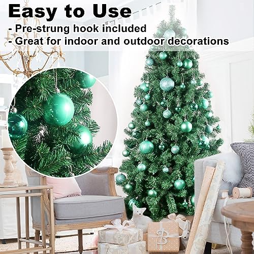 Teal 3.2" Large Christmas Balls - Christmas Tree Decoration Ornaments Shatterproof Hanging Balls for Birthday Halloween Holiday Wedding Decorations Set of 18pcs