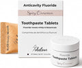Cinnamon Fluoride Toothpaste Tablets, Reusable Tin 62 ct | Non-mint flavor with nHAp. Vegan, plastic-free starter set. Refillable tin, waterless & TSA-friendly for travel.