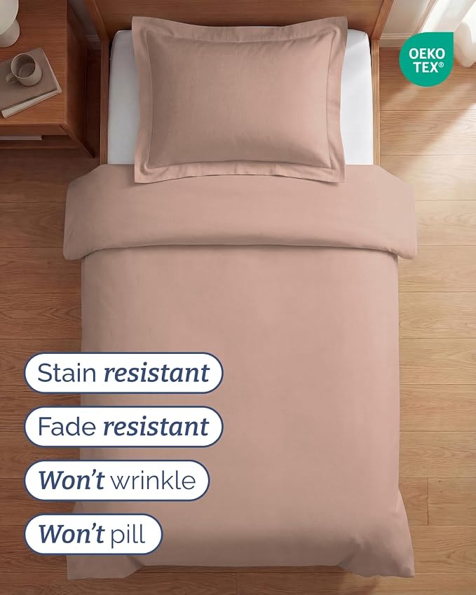 Duvet Cover Twin/Twin XL Size Set - Extra Soft Twin/Twin XL Duvet Cover 68" x 90" with 1 Pillow Sham for Women, Men, Kids & Teens - Comfy, Easy-Care & Fade Free with Zipper Closures and Ties (Mauve)