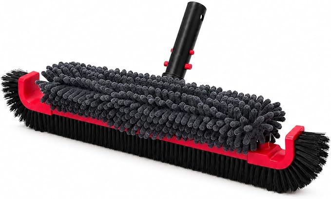 SEPETREL 22" Extra Long Pool Brush with Chenille Scrubber | Heavy Duty Nylon Bristles, Curved Edges for Cleaning Corners, Safe for All Surfaces & Vinyl Liners, Fits Standard Poles