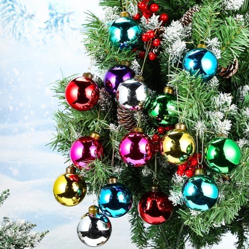 Civaner 32 Pcs 2.36 in Mercury Glass Christmas Balls Ornaments, Multicolor