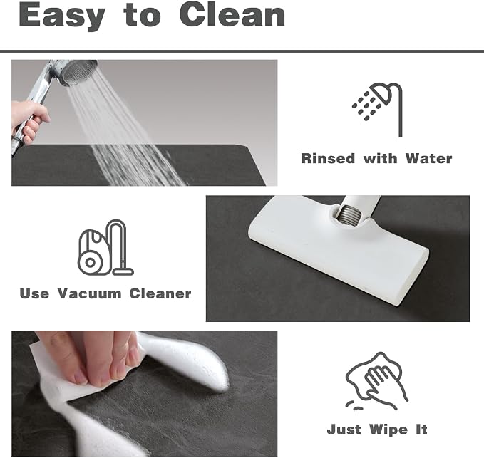 TYUU Bath Mat, Bathroom Rugs Non Slip Washable Thin Absorbent Quick Dry Bath Mat Fits Under Door Bathroom Floor Mat Perfect for Bath, Shower, or Sink 20"x48" Dark Grey