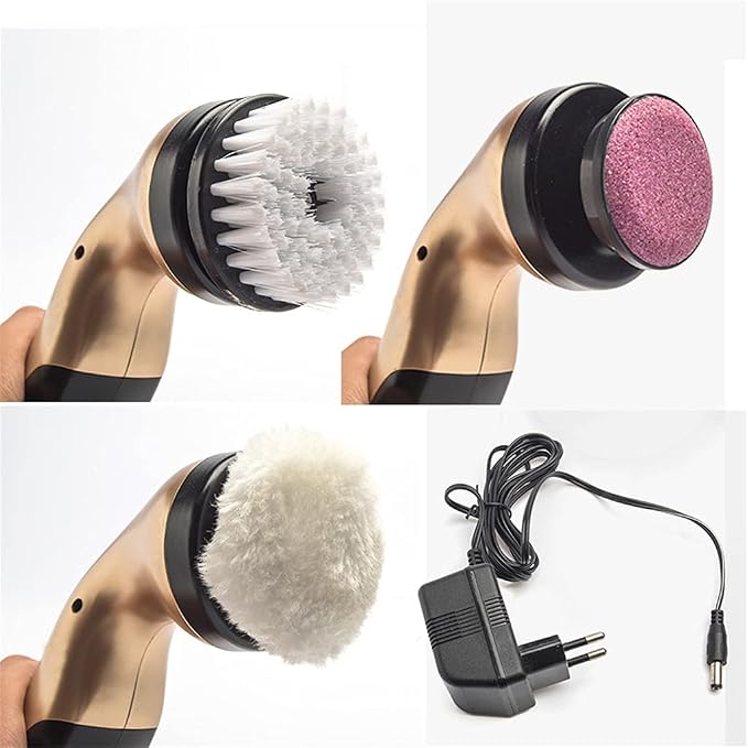 1 Set Electric Shoe Brush Household Polisher Portable Hand-Held Auto Polish Leather 3 Kinds Heads Care