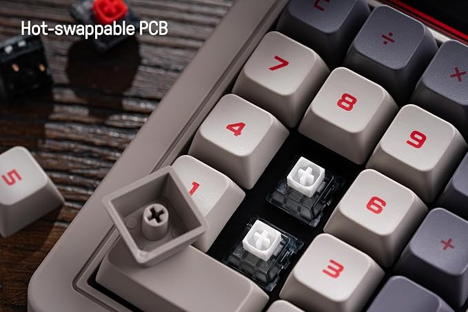 8Bitdo 18 Keys Retro Mechanical Numpad, Supports PC Numpad & Standard Calculator Mode, Hot-swappable, PC Calculator Shortcut Button, Bluetooth/2.4G/Wired Numpad for Windows and Android - N Edition