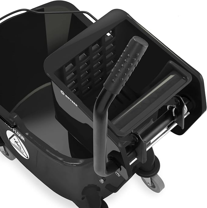 Dryser Commercial Side Press Wringer Combo Mop Bucket, 33 Quart, Black