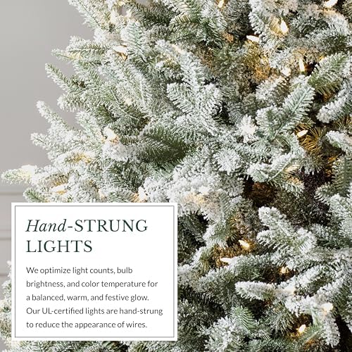 Balsam Hill Frosted BH Balsam Fir - Snow-Kissed Artificial Christmas Tree with True Needle Foliage and LED Clear Lights, 6.5'
