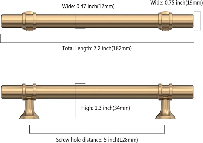 Asidrama 10 Pack 5 Inch(128mm) Champagne Bronze Kitchen Cabinet Handles, Cabinet Pulls Kitchen Cabinet Hardware Cupboard Handles Drawer Pulls