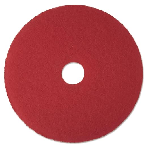 3M Buffer Floor Pad 5100, Red, 19" | Removes Soil, Scratches, Scuff Marks, and Black Shoe Heel Marks