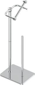 RUACQ Toilet Paper Holder Stand, Bathroom Toilet Paper roll Holder Free Standing with Storage for 4 Rolls, Post Pivoting Design, Stable Weighted Base, SUS304 Stainless Steel(Chrome)