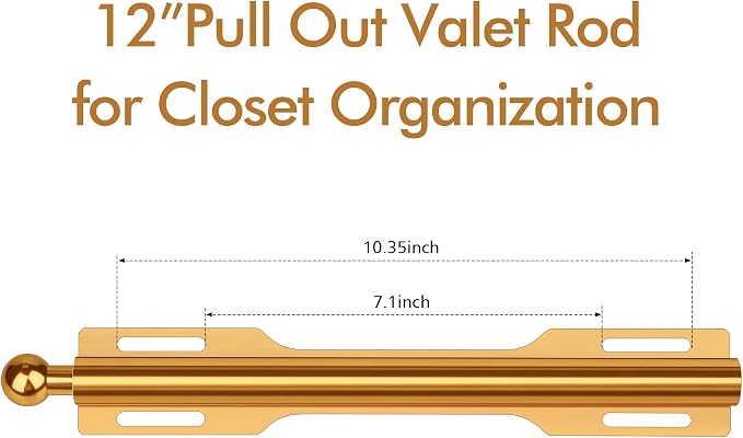 12" Valet Rod for Closet Pull Out (1 Pack, Orange)