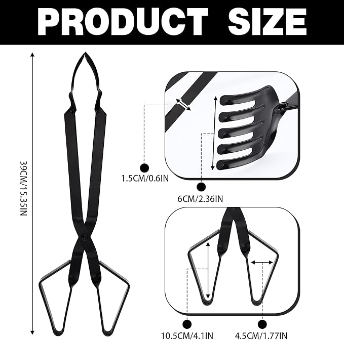 2 Pcs Crab Tongs for Live Crabs, 15.24" Heavy Duty Crab Grab Claws for Seafood Handling, Ideal for Crabbing & Seafood Processing, Keeps Your Fingers Safe and out of Harm's Way, Black