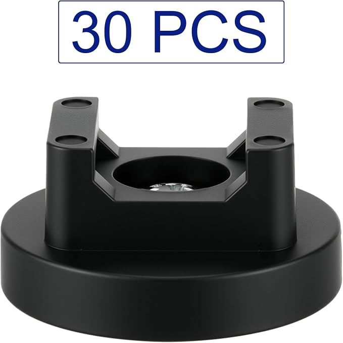 Yookeer 30 Pcs Magnetic Zip Tie Mount Base Black Magnetic Cable Clips Wire Holder Multipurpose Cable Ties Management Base Electrical Supplies for Wire (31 mm)