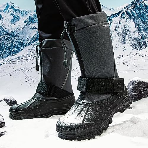 HOBIBEAR Men's Waterproof Snow Boots, Insulated Pull-On Winter Boots