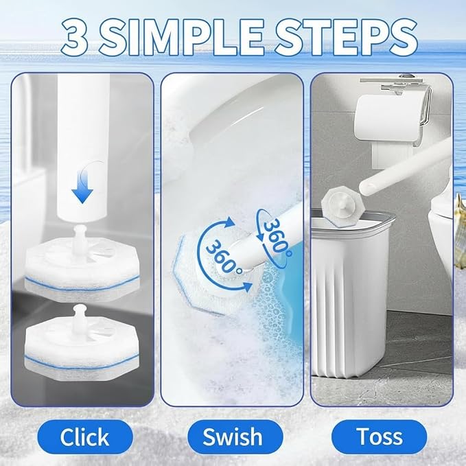 60 Count Toilet Wand Refills for Clorox,4X Cleaning Power Toilet Bowl Cleaner Refill Pads,Disposable Toilet Brush Scrubber Refills for Bathroom Cleaning,No Falling Apart