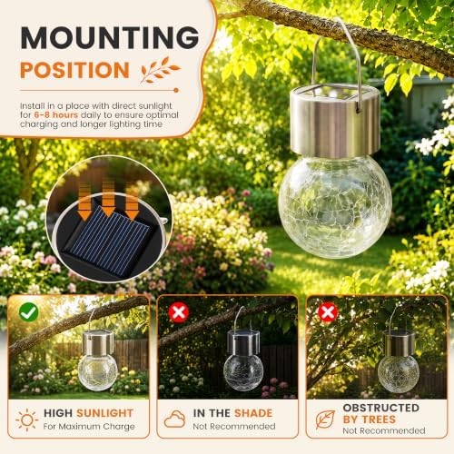 GIGALUMI Solar Christmas Decorations Outdoor Hanging Light for Outside 8Pc