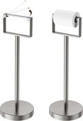 RUACQ Toilet Paper Holder Stand, Magnetic Closure Toilet Paper Stand with Lift-Up Rotating Arm, SUS304 Stainless Steel Bathroom Toilet Paper Holder Free Standing, Weighted Base (Brushed Nickel)