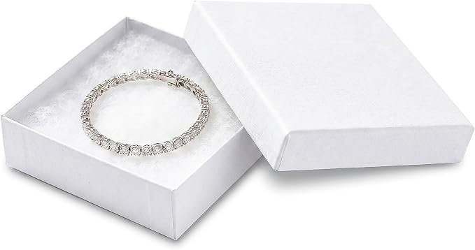 TheDisplayGuys - 25-Pack #33 Cotton Filled Cardboard Paper Jewelry Boxes Gift Case - Matte White (3.5" x 3.5" x 1.0") - for Shipping or Storage