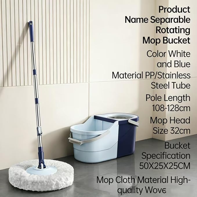 360° Spin Mop & Bucket System with 4 Microfiber Mop Pads | Detachable 2-in-1 Bucket, Efficient Floor Cleaning, For All Hard Floors