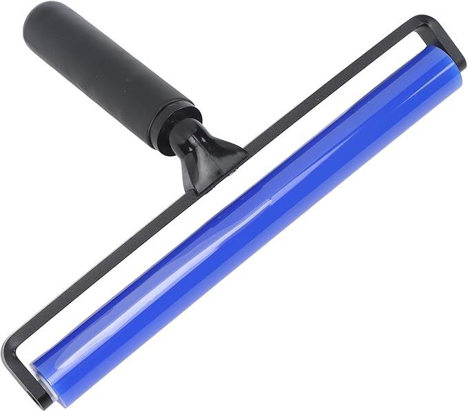 GOWENIC Static Dust Removal Roller, Sticky Blue Silicone Soft Cleaner Roller with Black Handle for Lint Pet Hair Lint Reusable Carpet Fabric (4 Inch)