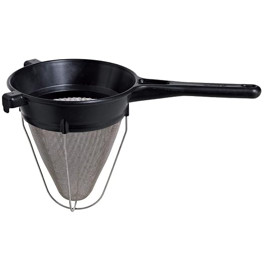 Matfer Bourgeat Professional Bouillon Strainer/Chinois with Exoglass Handle and Fine Steel Mesh Sieve