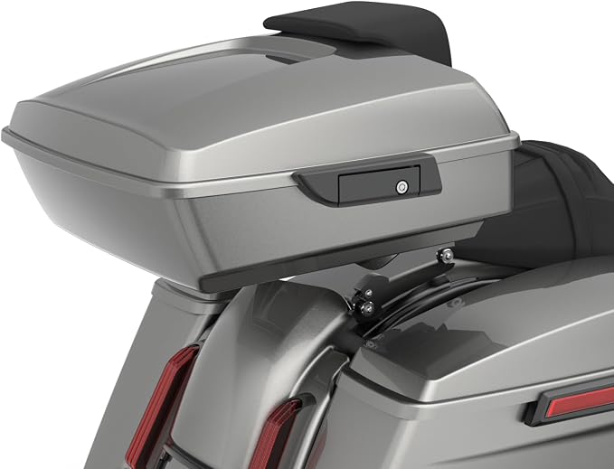 Advanblack Road Glide Tour Trunk Pack Mercury Silver Chopped Tour Trunk Pack Backrest Pad for '97-'25 Harley Touring Road King Street Glide Electra Glide CVO models