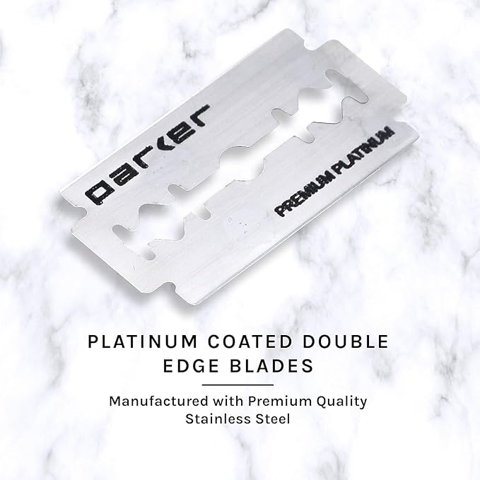 Parker, "The Convertible", Double Edge Safety Razor – Interchangeable Open & Closed Comb Plates, Solid Brass/Chrome 93 g Handle, Customizable Shave from Mild to Aggressive