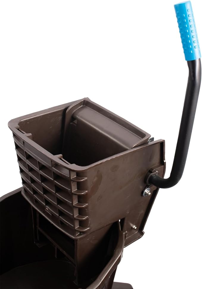 SPARTA Commercial Mop Bucket With Side Press Wringer, Floor Cleaning Essentials for Commercial and Home Use 26 Quart Capacity, 1 Count, Brown