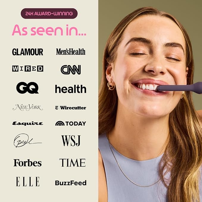 Quip Sonic Toothbrush for Adults with Timer - Includes Extra Brush Head and Travel Cover Mount - Electric, Soft Bristle Refill Head, Metal Handle, 3 Month Battery Life - Travel Toothbrush - Copper