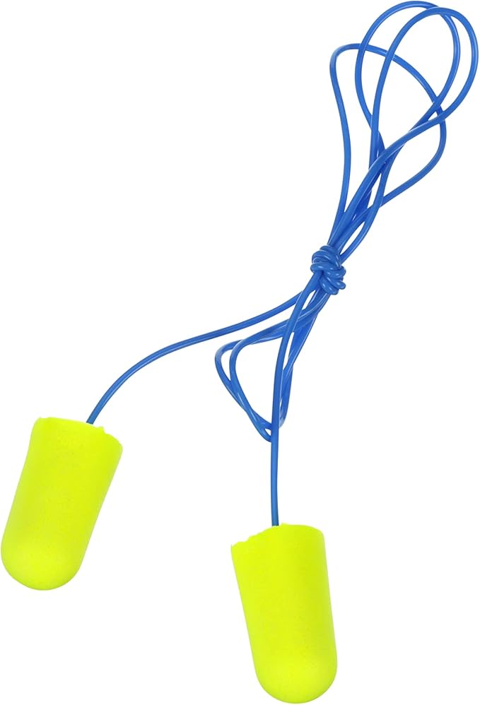 3M Ear Plugs, E-A-Rsoft Yellow Neons 311-1251, 200 Pair of Disposable Earplugs, Pairs Individually Wrapped, Slightly Longer, Corded, 33 NRR, Tapered Cylinder Shape, Slow Recovery Foam
