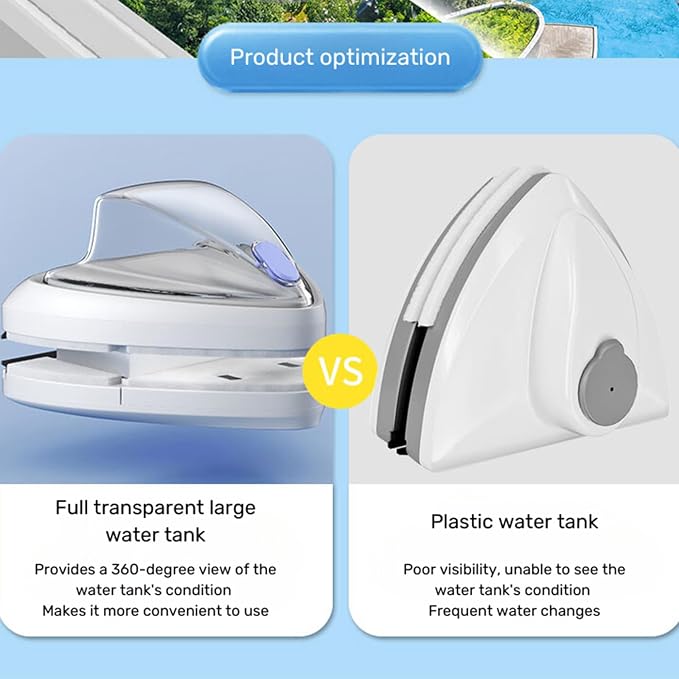Magnetic Glass Wiper Brush Window Cleaner Double-side Water-filled Magnetic Glass Cleaning Tool Brush for Double Glazed Window Thickness 0.5"-1" (15-26mm)