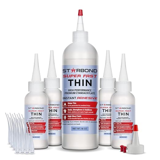 Starbond Super Fast Thin CA Glue Complete Refill Kit (16 oz) – Cyanoacrylate Super Glue with Extra Bottles, Caps, Microtips & Yorker Spout for Cracks, Joints, Woodworking, Woodturning & Model Building