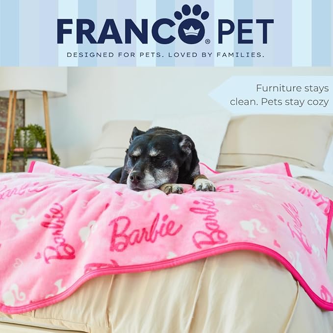 Barbie Waterproof Dog Bed Cover, Large 40x50 Pet Blanket for Furniture Bed Couch Sofa, (Officially Licensed) by Franco