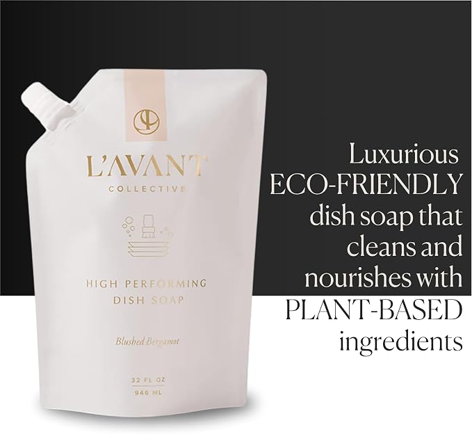 L'AVANT Collective Natural Luxury Dish Soap Refill | Plant-Based, Non-Toxic & Grease-Cutting, Refill for Glass Bottle, 32 Fl Oz | Blushed Bergamot