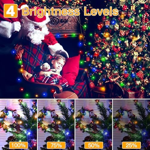 Ollny Christmas Lights 800 LED 262FT Plug in, IP67 Waterproof Green Wire Outdoor Christmas Lights with Remote, 8 Modes with Timer String Light for House Indoor Xmas Decorations Multicolored